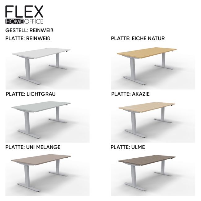 Schreibtisch ACTIVE.T mit aluminium Gestell und verschiedenen Plattenfarben